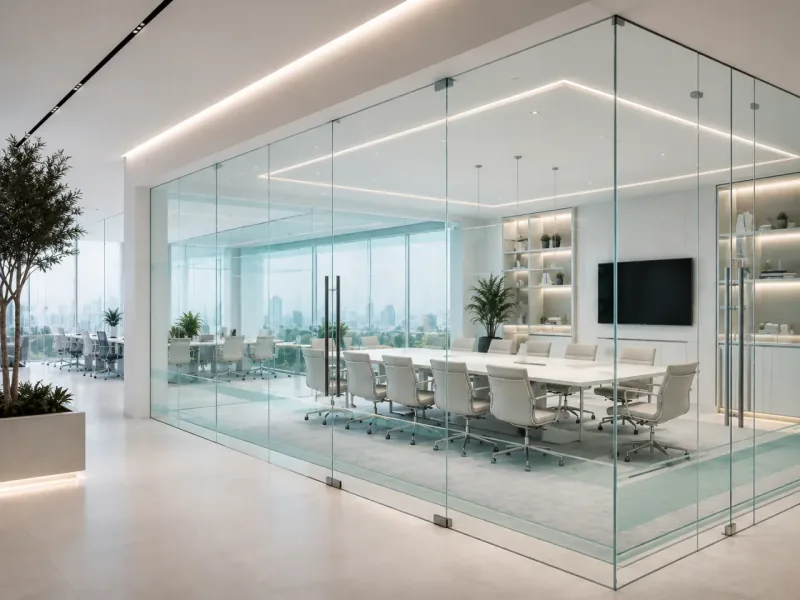 Сучасний офіс зі скляними перегородками та дверима в алюмінієвому профілі