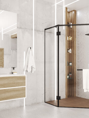 Кутова душова кабіна п'ятикутна Pictor Black